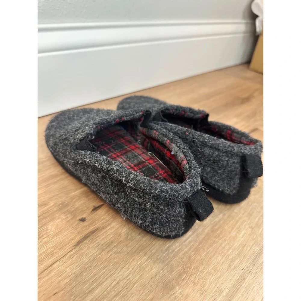 Slipper‎ Loafers Kids Size M 2/3 Charcoal Grey Plaid Lined Cabin Core